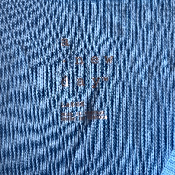 A New Day Short Sleeve Ribbed Tee Blue Large Women - Picture 3 of 9